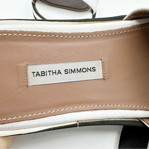 TABITHA SIMMONS Sophia White Platform Slide Sandal Black White Stripe Bottom 6.5 - Picture 7 of 11